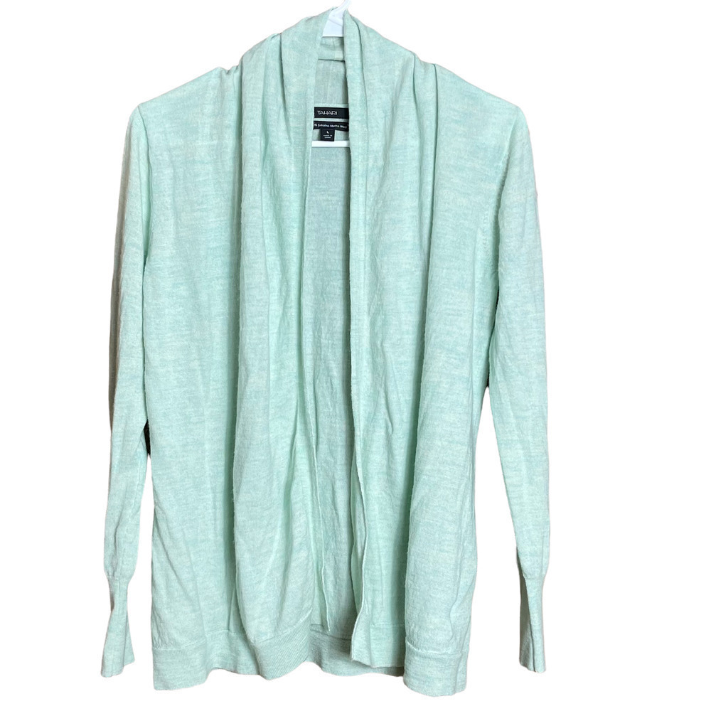 TAHARI 100% Extrafine Merino Wool Cardigan